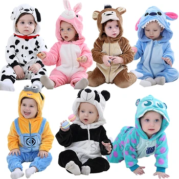 Kombinezony Dla Dzieci Panda Ubrania Dla Dziewczyn Nowonarodzone Dziecko Kreskówka Piżamy Zimowe Zwierzęta Flanelowe Stroje Mały Kostium Dziecięce Chłopcy Kombinezon