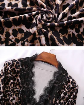 Korea Złoty aksamit 3-częściowy szlafrok stroje kobiet piżamy zestawy koronki Leopard piżamy piżamy z długim rękawem kobiety piżamy