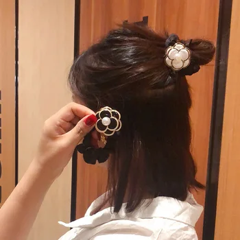 Koreańska Elegancka Kamelia Perłowa Gumka Do Włosów, Opaska Do Włosów Opaska Kwiat Ogon Gumy Akcesoria Do Włosów Kobiety Dziewczyny Biżuteria
