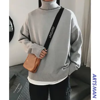 Koreańska jesień i zima męskie golf sweter nowa gruba koszulka wolny trend hong kong styl para sukienka
