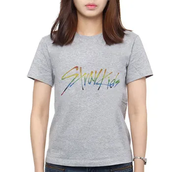 Koreański Odzież Koszulka Z Krótkim Rękawem Kobiety Estetyczne Straykids List Do Druku Mody Plus-Size Kobiety Wędrujące Dzieci T-Shirt Femme