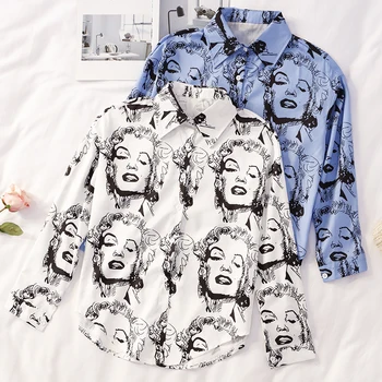 Koszula Bluzka Z Długim Rękawem Koreański Kreskówki Print Top Damskie Topy I Bluzki Blusas Mujer De Moda 2020 Ubrania Vintage