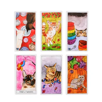 Kota tarota: 78 kart klasycznych Tarota łączy w sobie autentyczność z kocimi poczuciem humoru w pełnej talii dla doświadczonych graczy.