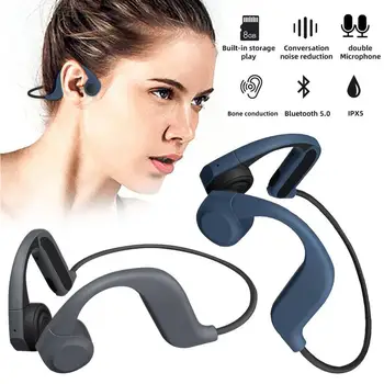 Kości przewodność Bluetooth 5.0 słuchawki bezprzewodowe sportowe sportowe słuchawki na ucho z mikrofonem regulacja głośności dla smartfona