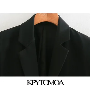 KPYTOMOA dla kobiet 2020 modne однобортные blezery płaszcz vintage zebrane rękawy kieszenie Damskie kurtki eleganckie bluzki