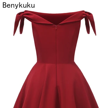 Krawat Rękaw Elegancka Suknia Wieczorowa Suknia Wieczorowa Czerwona Sukienka Vintage Huśtawka Kobiety Wychodzą Na Ulicę Sexy Efektowne Sukienki Z Odkrytymi Ramionami