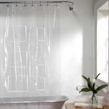 Kreatywny zasłona do prysznica z kieszeniami wodoodporna EVA przezroczysta gruba cap kąpiel przezroczysta łazienka 180*180 cm 180*200 cm