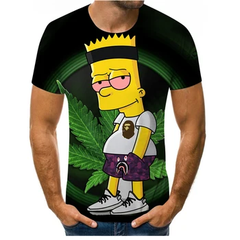Kreskówka anime Simpsons drukowanie 3D moda męska i damska koszulka z krótkim rękawem, miękki materiał outdoor casual temat Męskie t-shirty