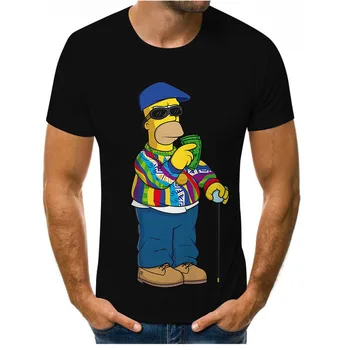 Kreskówka anime Simpsons drukowanie 3D moda męska i damska koszulka z krótkim rękawem, miękki materiał outdoor casual temat Męskie t-shirty