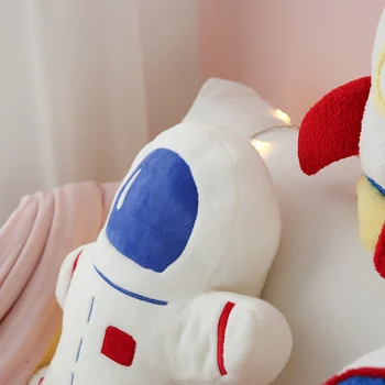 Kreskówka astronauta rakieta, statek kosmiczny samolot pluszowe zabawki ThrowPillow nadziewane astronauta lalka zabawki wystrój pokoju poduszka prezent dla chłopca