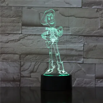 Kreskówka Disney 3d Light Toys Story Woody 3D Illusion LED Night Light 7 kolorów hotel zagwarantuje miejsce zmiany pieluszki lampa prezenty, zabawki dla dzieci