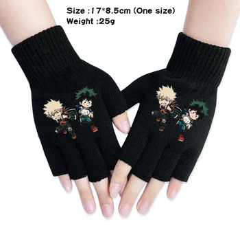Kreskówka na drutach ciepłe zimowe rękawice My Hero Academia moda Полупальцевые rękawiczki bez palców anime rękawice dla mężczyzn kobiet