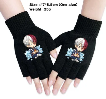 Kreskówka na drutach ciepłe zimowe rękawice My Hero Academia moda Полупальцевые rękawiczki bez palców anime rękawice dla mężczyzn kobiet