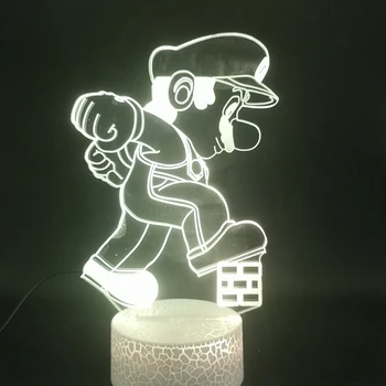 Kreskówkowa gra Mario Stepped on The Brick 3D Lamp Multi-color with Remote Touch Sensor Gift for Infant Led Night Light Lamp