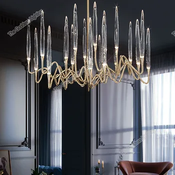 Kryształowe oświetlenie sufitowe led żyrandol nowoczesna luksusowa świeca wiszące lampy do dekoracji domu jadalnia kuchnia oświetlenie wewnętrzne lampy