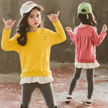 Królik design zestaw ubrań dla dziewczynki z кроличьими uszami na plecach Jesienna bluzka i spodnie dla dzieci bawełna casual bluza legginsy
