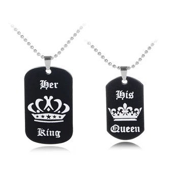 Królowa jej król bransoletki kochankowie napis bransoletka dla żony czarny różowy złoty para bransoletka tag dla kochanka