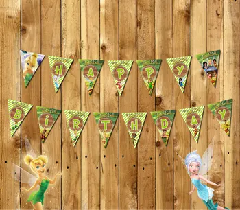 Księżniczka Tinkerbell Banner Baby Shower Urodziny Dekoracje Imprez Dla Dzieci Event & Party Supplies Party Flags Candy Bar