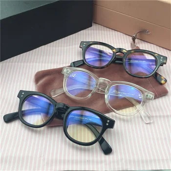 KUJUNY Vintage Round Eyewear Frame Anti-blue Rays Radiation Lens Glasses Frame mężczyźni kobiety komputerowe okulary PC Frames