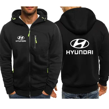 Kurtka męska Hyundai Car Logo Print Casual HipHop Harajuku color z kapturem флисовые bluzy na zamek błyskawiczny bluzy odzież Męska
