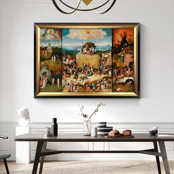 Kuszenie świętego Antoniego Hieronima Boscha centralny panel tryptyku wydruki na płótnie, malarstwo ścienne sztuka malarstwo wystrój domu