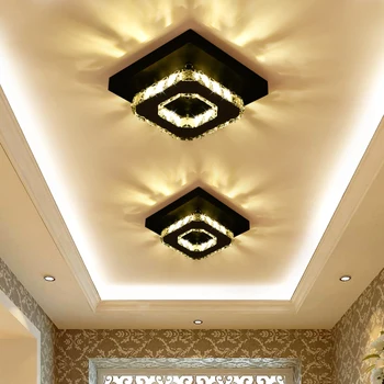 Kwadratowy Kryształowa przejście led lampa sufitowa korytarz wejściowa lampa nowoczesna led lampa sufitowa kreatywny salon jadalnia oprawa