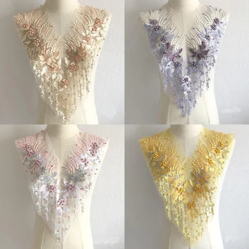 Kwiat koronki tkaniny siatki haftowane sukienki aplikacje szycia łaty na wesele dekoracja DIY