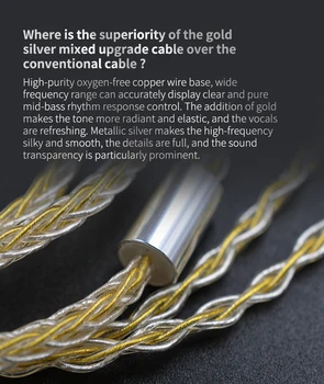 KZ Gold Silver Mixed Plated Upgrade kabel przewód do słuchawek Shure KZ CCA ZAX ZS10 Pro ZSN AS10 AS06 ZST ZST X BA10 ES4 ZSX C12