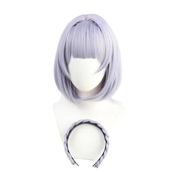 L-e-mail wig Genshin Impact Noelle cosplay peruki gra Cos krótki fioletowy pleciony peruka z grzywką odporne włosy syntetyczne