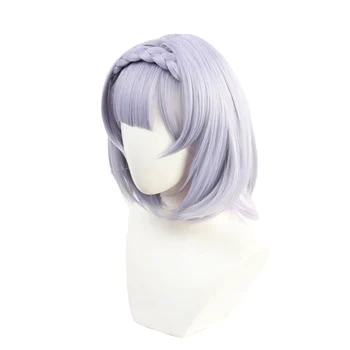 L-e-mail wig Genshin Impact Noelle cosplay peruki gra Cos krótki fioletowy pleciony peruka z grzywką odporne włosy syntetyczne