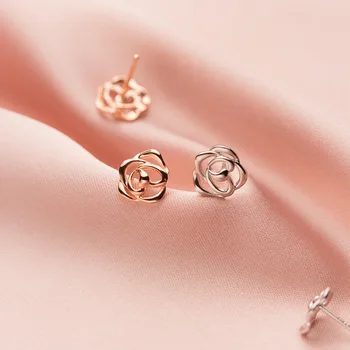 La Monada kobiece kolczyki pręta koreańskie 925 srebrne kolczyki dla kobiet biżuteria puste róże kobiece kolczyki stylowe