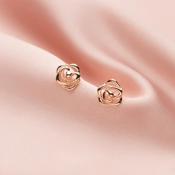 La Monada kobiece kolczyki pręta koreańskie 925 srebrne kolczyki dla kobiet biżuteria puste róże kobiece kolczyki stylowe