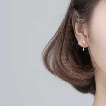 La Monada Srebrne Kolczyki Stud Dla Kobiet Small Fashion Girls Silver 925 Earring Female Korean Fine Rectangle Jewelry For Women