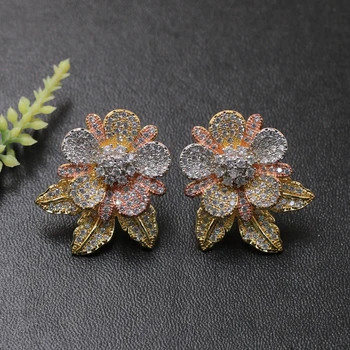 Lanyika Fashion Jewelry Classic with Leaf Elegant Stud Earrings Micro Pave Wedding Engagement Luxury Ear ring najlepszy prezent