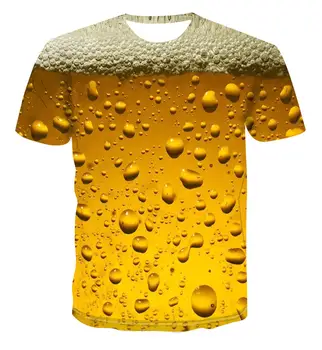 Lato 2020 t-shirt 3D piwo druku mężczyźni i kobiety, zabawne t-shirt O-neck z krótkim rękawem, koszule moda ulica piękny z krótkim rękawem