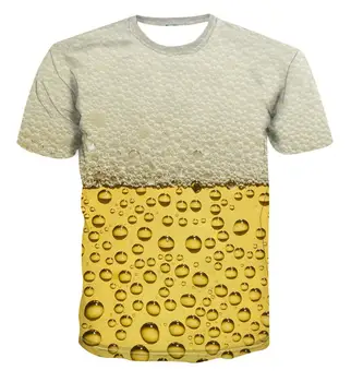 Lato 2020 t-shirt 3D piwo druku mężczyźni i kobiety, zabawne t-shirt O-neck z krótkim rękawem, koszule moda ulica piękny z krótkim rękawem