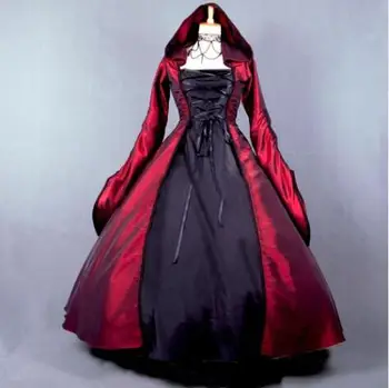 (LE003) Halloween cosplay z długimi rękawami cosplay kostiumy gotyk Wiktoriański czarownica sukienka suknia Królowej Lolita sukienka