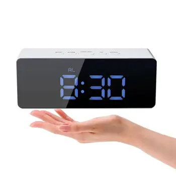 LED Creative Mirror Alarm Clock Digital Snooze zegar na biurko Wake Up Light elektroniczny duży wyświetlacz temperatury, czasu opłata za zegarek