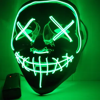 LED Mask Cold Light Flash Grymas fluorescencyjny straszna maska z kontrolerem Glow In The Dark Party Mask For Halloween Horror