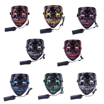 LED Mask Cold Light Flash Grymas fluorescencyjny straszna maska z kontrolerem Glow In The Dark Party Mask For Halloween Horror