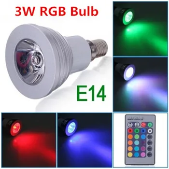 LED RGB żarówka E14 AC85-265V 3W LED RGB Spot Blubs Light Magic Holiday RGB lighting+IR-pilot zdalnego sterowania 16 kolorów