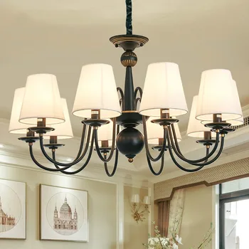 LED rustykalny amerykański styl lniany abażur Darmowa wysyłka żyrandol do sypialni, salonu, holu, gabinetu, pokoju hotelowego