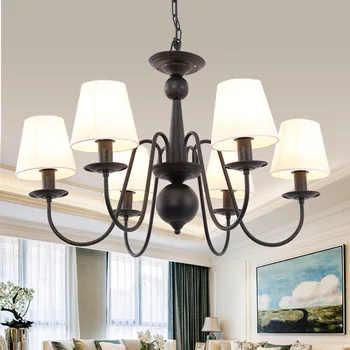 LED rustykalny amerykański styl lniany abażur Darmowa wysyłka żyrandol do sypialni, salonu, holu, gabinetu, pokoju hotelowego
