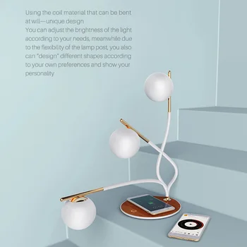 LED Touch Control stolik lampa Wireles ładowarkę telefonu Study Reading Light Featuring home aesthetic design konvex oświetlenie