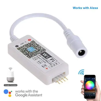 LED WiFi Remote Controller współpracuje z Alexa/Google Home Voice Control for 5050/3528 RGB LED Strip Lights Change/Dimmer/Timer/Sou