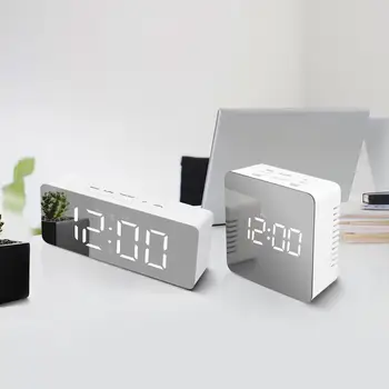 Led zegar ścienny Zegar nowoczesny Krótki projekt 3D DIY elektroniczne duże lustro stołowe alarmy biuro, pokój dziecięcy Data, Czas, zegar