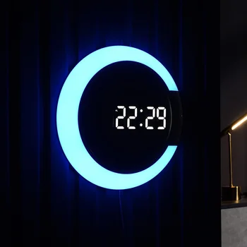 Led świecące elektroniczne zegar ścienny wiszący zegar salon agd moda luksusowy prosty oszczędny budzik