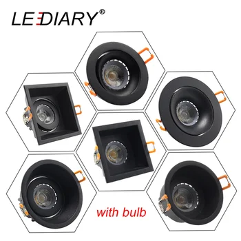 LEDIARY Black LED Downlights montażu 90-265 do wbudowania w sufit punktowy lampa ramka GU5.3 GU10 E27 lampa wymienna 75 mm 90 mm wytnij otwór