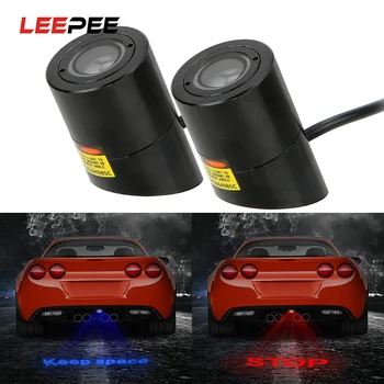 LEEPEE Car Rear License Plate Lights Car LED Light Projection Warning Laser Tail Logo Projector Auto Brake Lamp Parking