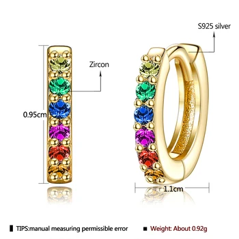 LEKANI autentyczne kolczyki 925 srebro dla kobiet oślepiające Crystal Rainbow obręcze kolczyki ślubne obrączki wykwintne biżuteria